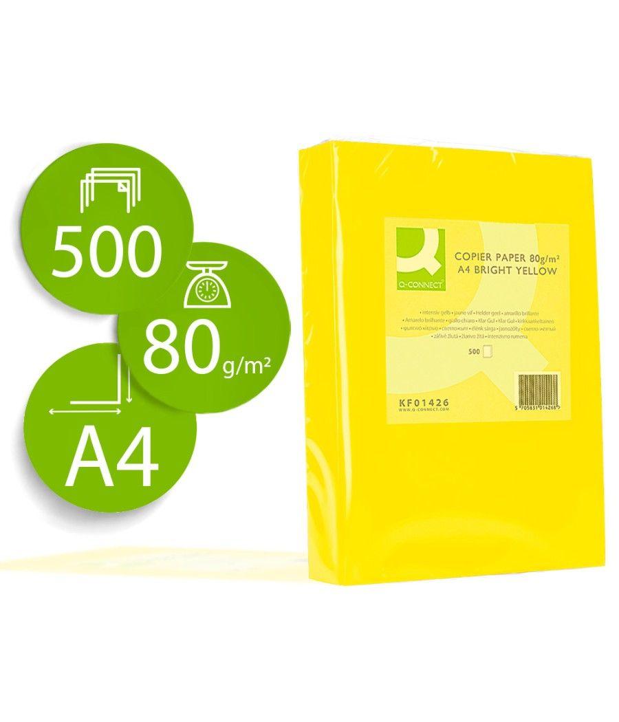 Papel color q-connect din a4 80gr amarillo intenso paquete de 500 hojas - Imagen 2