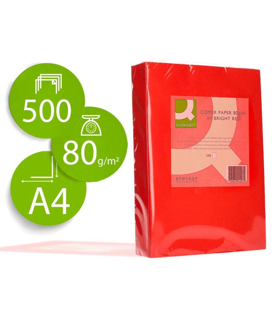 Papel color q-connect din a4 80gr rojo intenso paquete de 500 hojas - Imagen 2