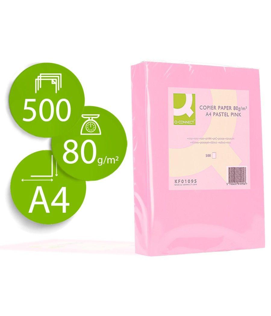 Papel color q-connect din a4 80 gr rosa paquete de 500 hojas - Imagen 2