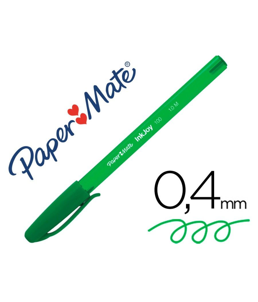 Bolígrafo paper mate inkjoy 100 punta media trazo 1 mm verde PACK 50 UNIDADES - Imagen 2