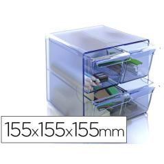 Archicubo archivo 2000 4 cajones organizador modular plástico azul transparente 190x150x150 mm - Imagen 2