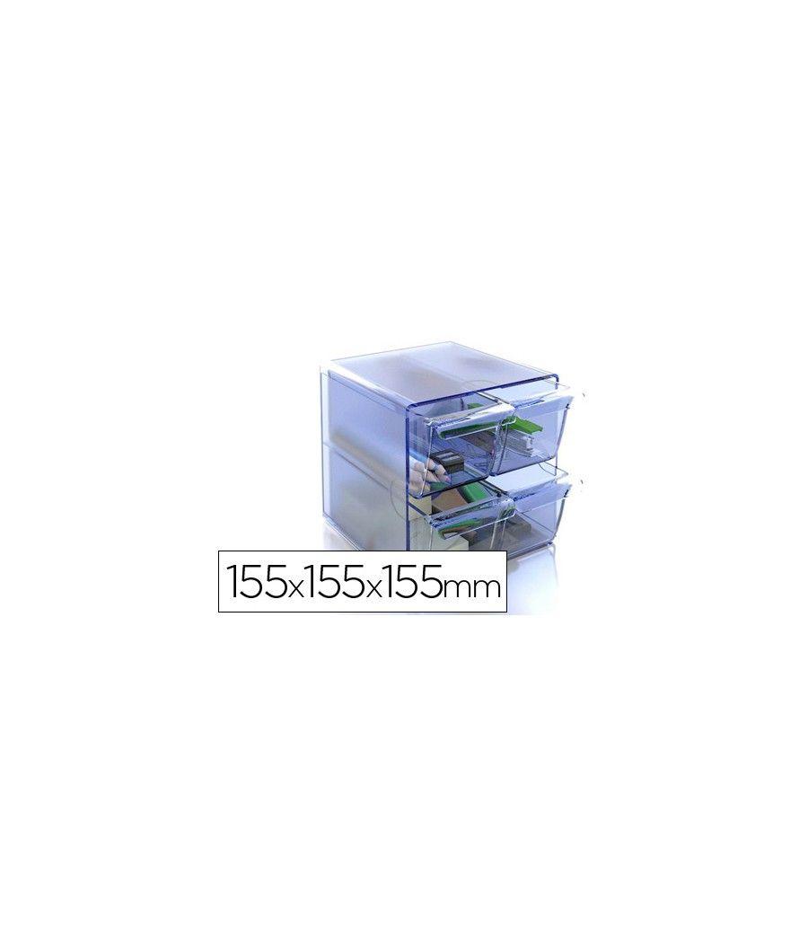 Archicubo archivo 2000 4 cajones organizador modular plástico azul transparente 190x150x150 mm - Imagen 2