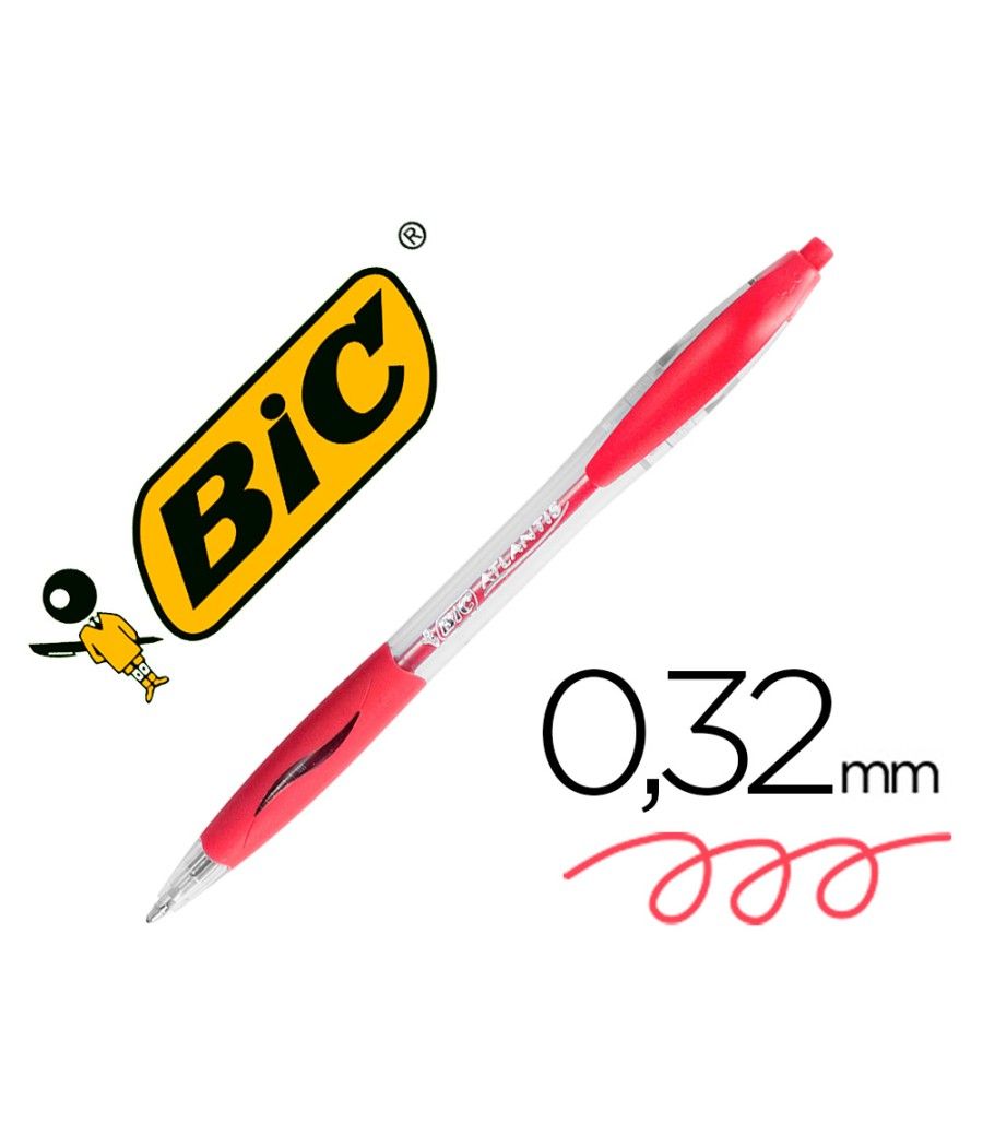 Bolígrafo bic atlantis rojo retráctil tinta aceite punta de 1 mm PACK 12 UNIDADES - Imagen 2