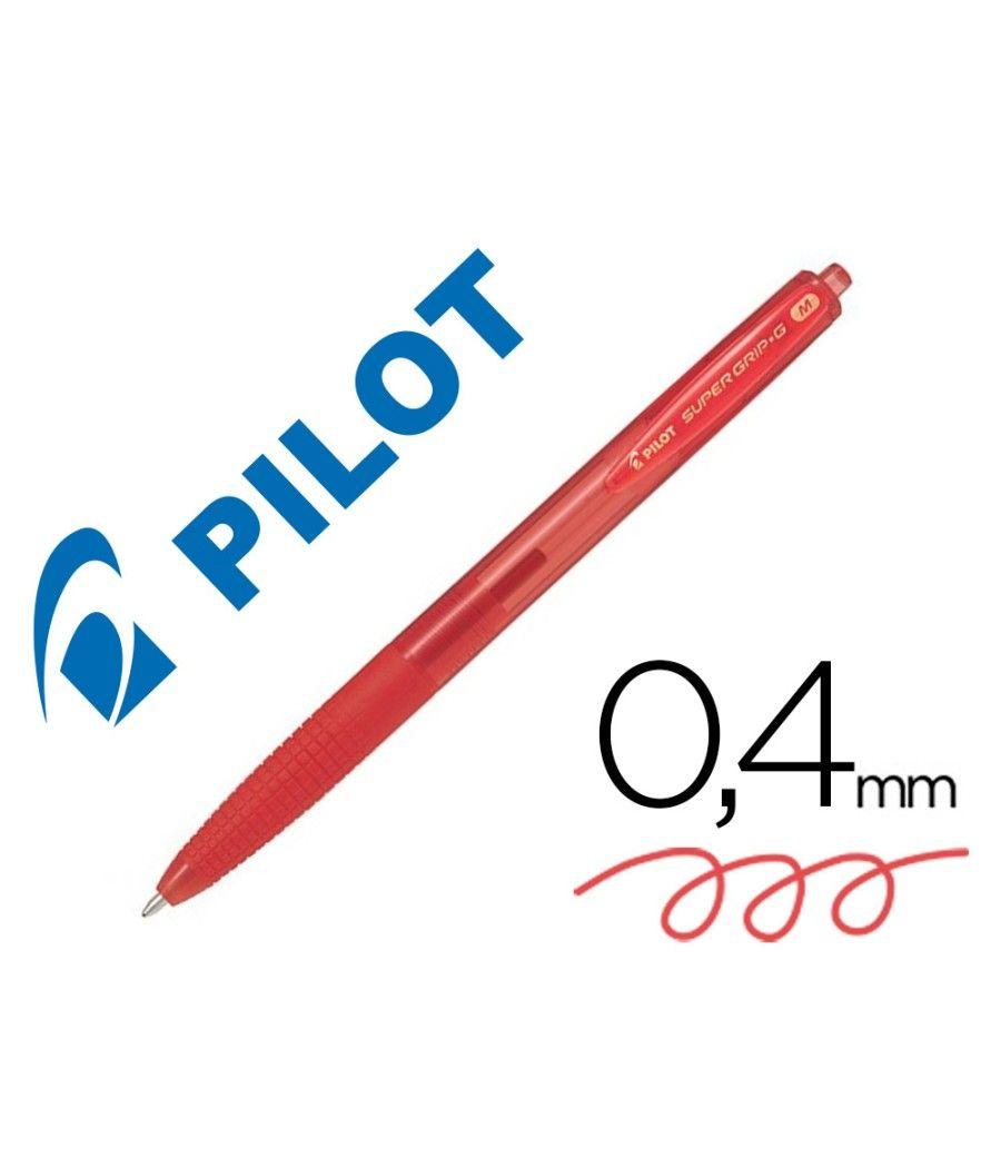 Bolígrafo pilot super grip g rojo retráctil sujecion de caucho tinta base de aceite PACK 12 UNIDADES - Imagen 2