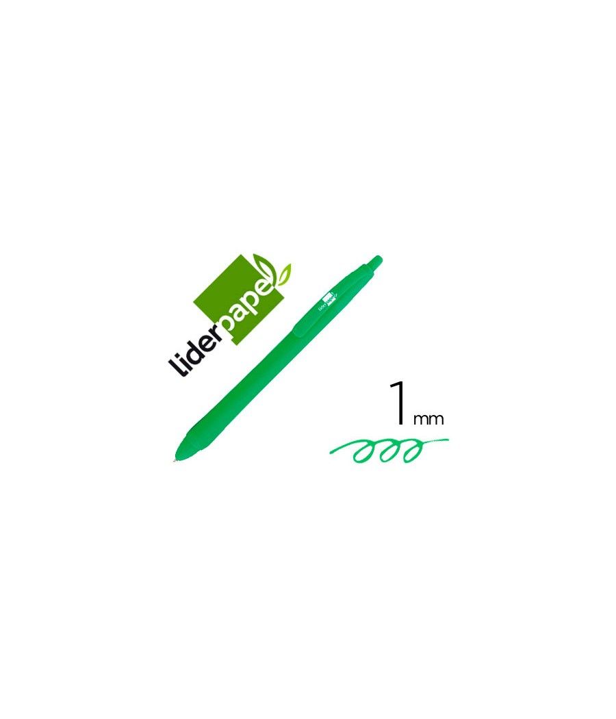 Bolígrafo liderpapel gummy touch retráctil 1,0 mm tinta verde PACK 12 UNIDADES - Imagen 2