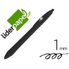 Bolígrafo liderpapel gummy touch retráctil 1,0 mm tinta negra PACK 12 UNIDADES