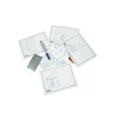 Juego tarjetas reutilizables henbea imagina y completa plástico flexible con ilustraciones 21x15 cm - Imagen 2