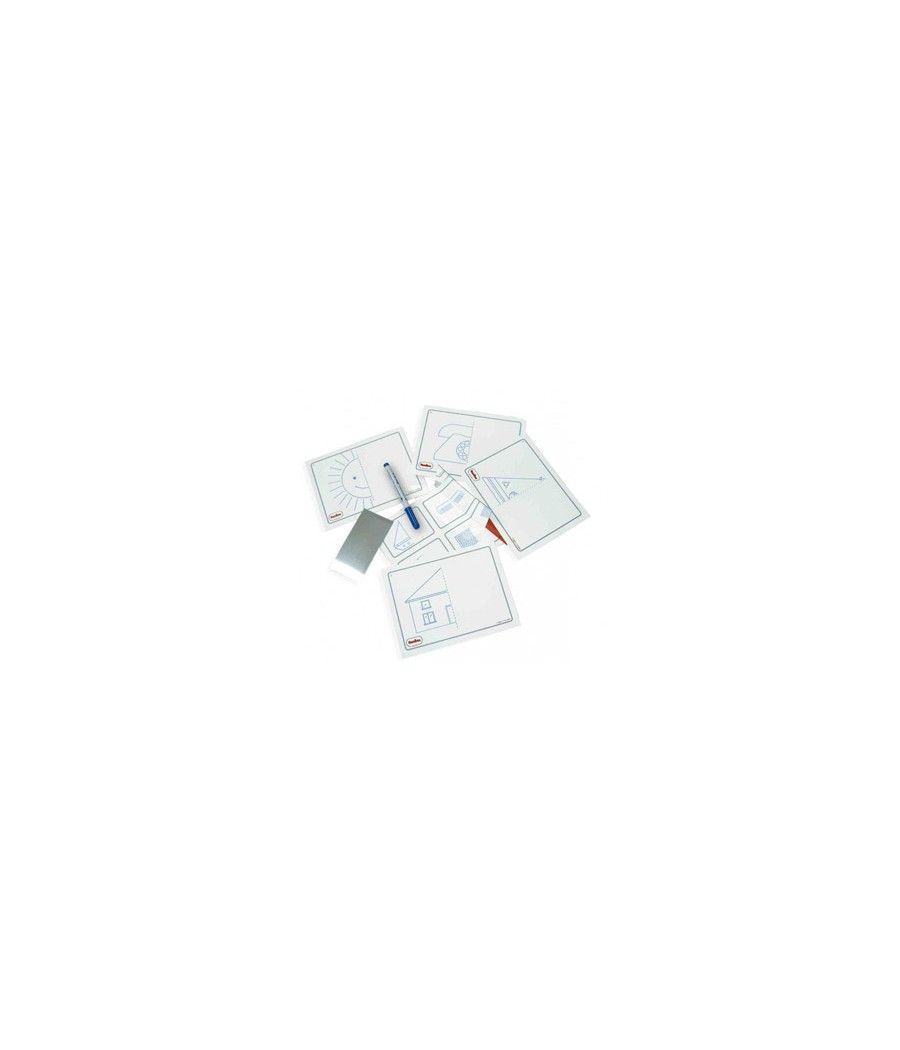 Juego tarjetas reutilizables henbea imagina y completa plástico flexible con ilustraciones 21x15 cm - Imagen 2