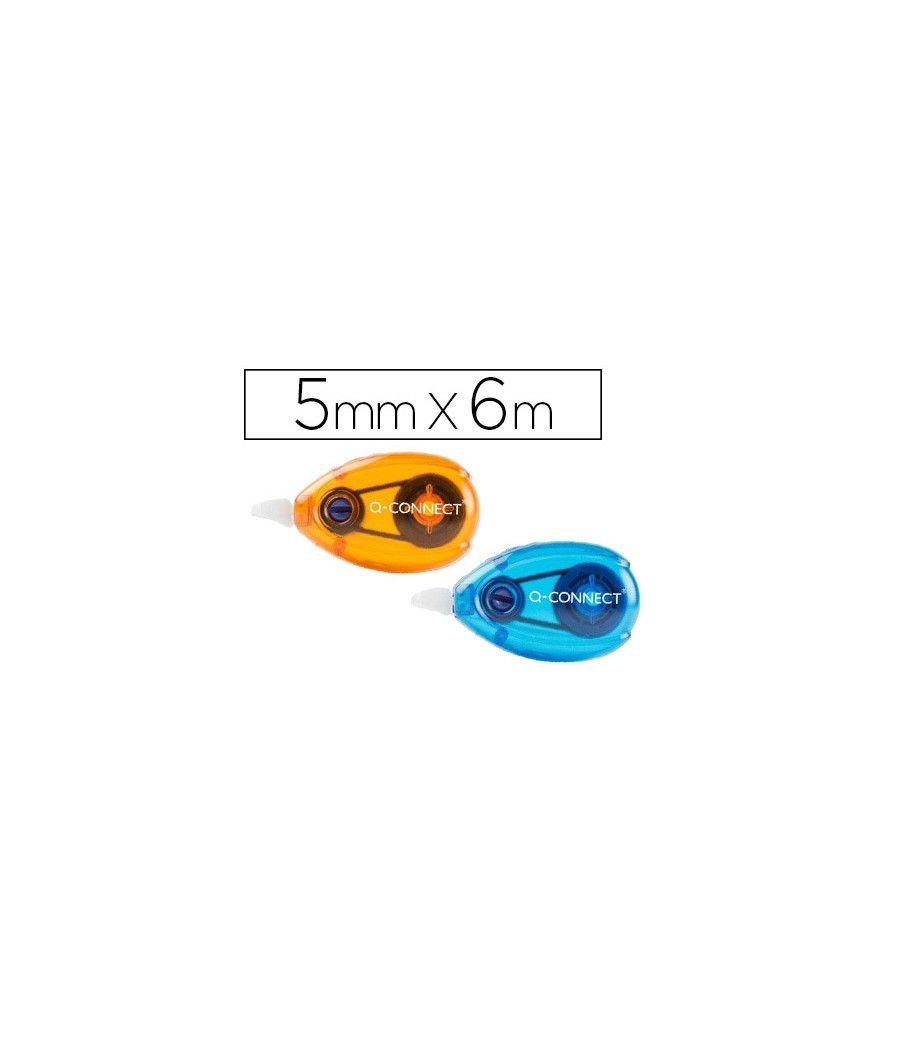 Corrector q-connect cinta blanco 5 mm x 6 mt blister 2 unidades azul y naranja PACK 12 UNIDADES - Imagen 2