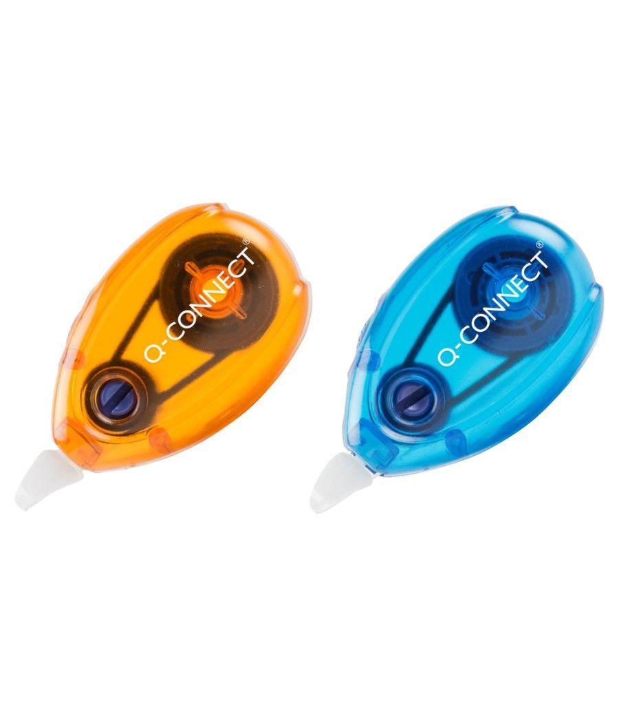 Corrector q-connect cinta blanco 5 mm x 6 mt blister 2 unidades azul y naranja PACK 12 UNIDADES - Imagen 3