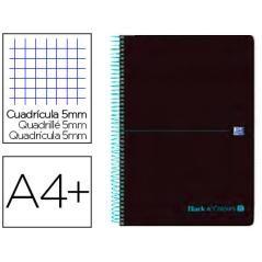 Cuaderno espiral oxford ebook 8 tapa plástico din a4+ 160 h cuadricula 5 mm black'n colors turquesa PACK 5 UNIDADES - Imagen 2