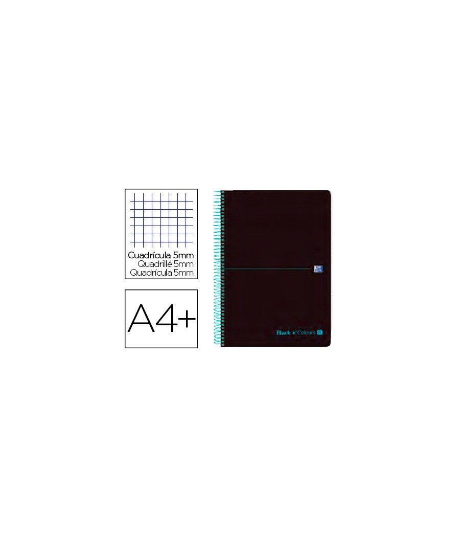 Cuaderno espiral oxford ebook 8 tapa plástico din a4+ 160 h cuadricula 5 mm black'n colors turquesa PACK 5 UNIDADES - Imagen 2