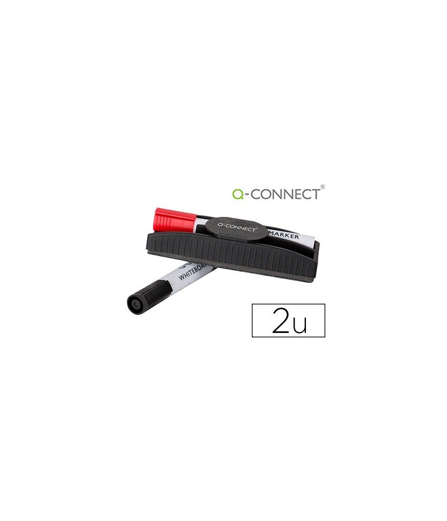 Borrador q-connect magnetico con rotulador rojo y negro para pizarra blanca - Imagen 2
