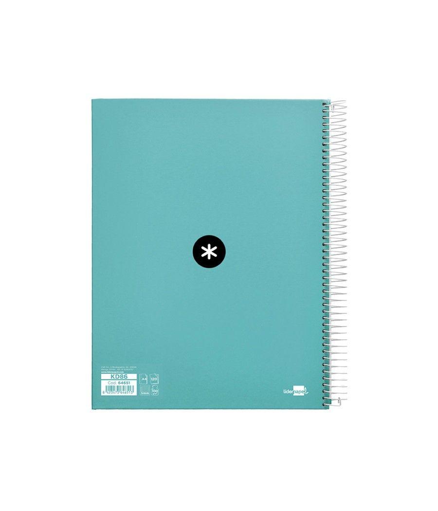 Cuaderno espiral liderpapel a4 micro antartik tapa forrada120h 100 gr cuadro 5mm 5 banda4 taladros color menta - Imagen 4