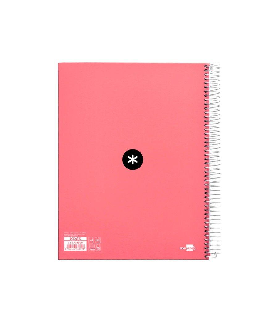 Cuaderno espiral liderpapel a4 micro antartik tapa forrada120h 100 gr cuadro 5mm 5 banda4 taladros color coral - Imagen 4