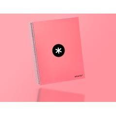 Cuaderno espiral liderpapel a4 micro antartik tapa forrada120h 100 gr cuadro 5mm 5 banda4 taladros color coral - Imagen 10