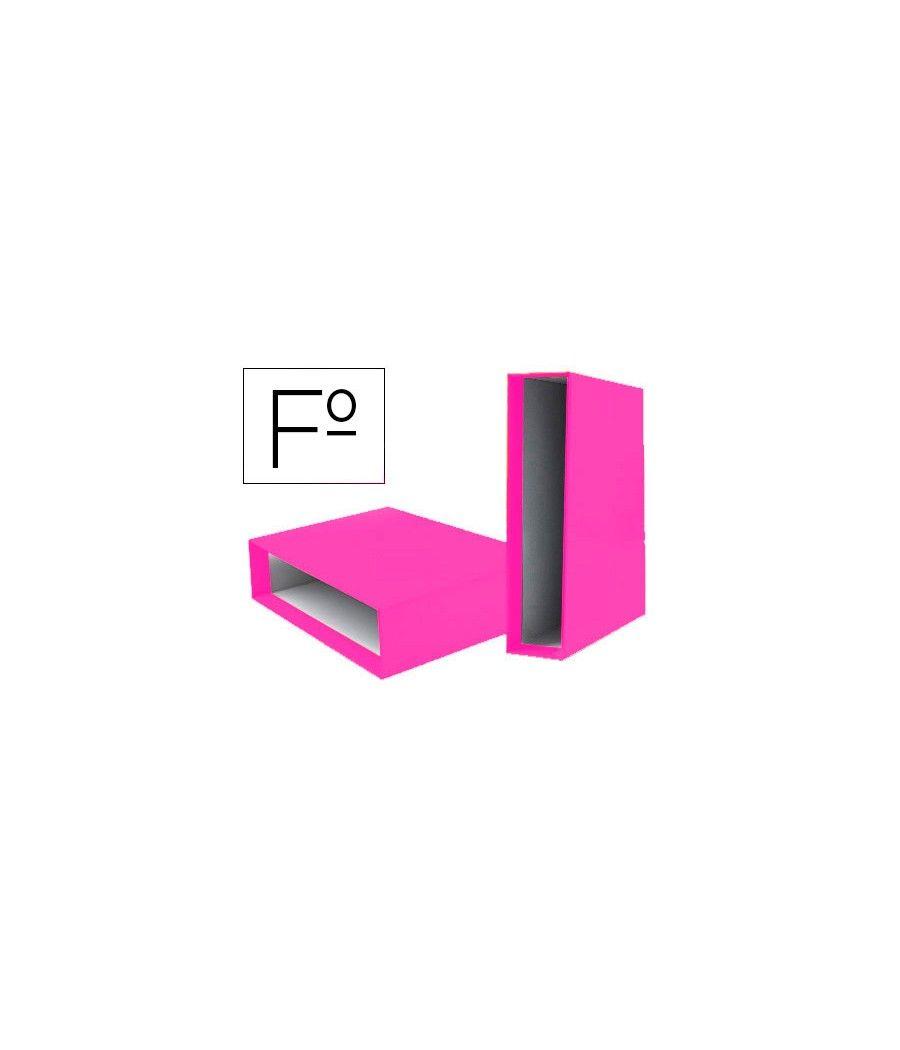 Caja archivador liderpapel de palanca cartón folio documenta lomo 75 mm rosa - Imagen 2