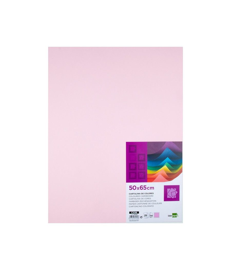 Cartulina liderpapel 50x65 cm 240g/m2 rosa paquete de 25 unidades - Imagen 3