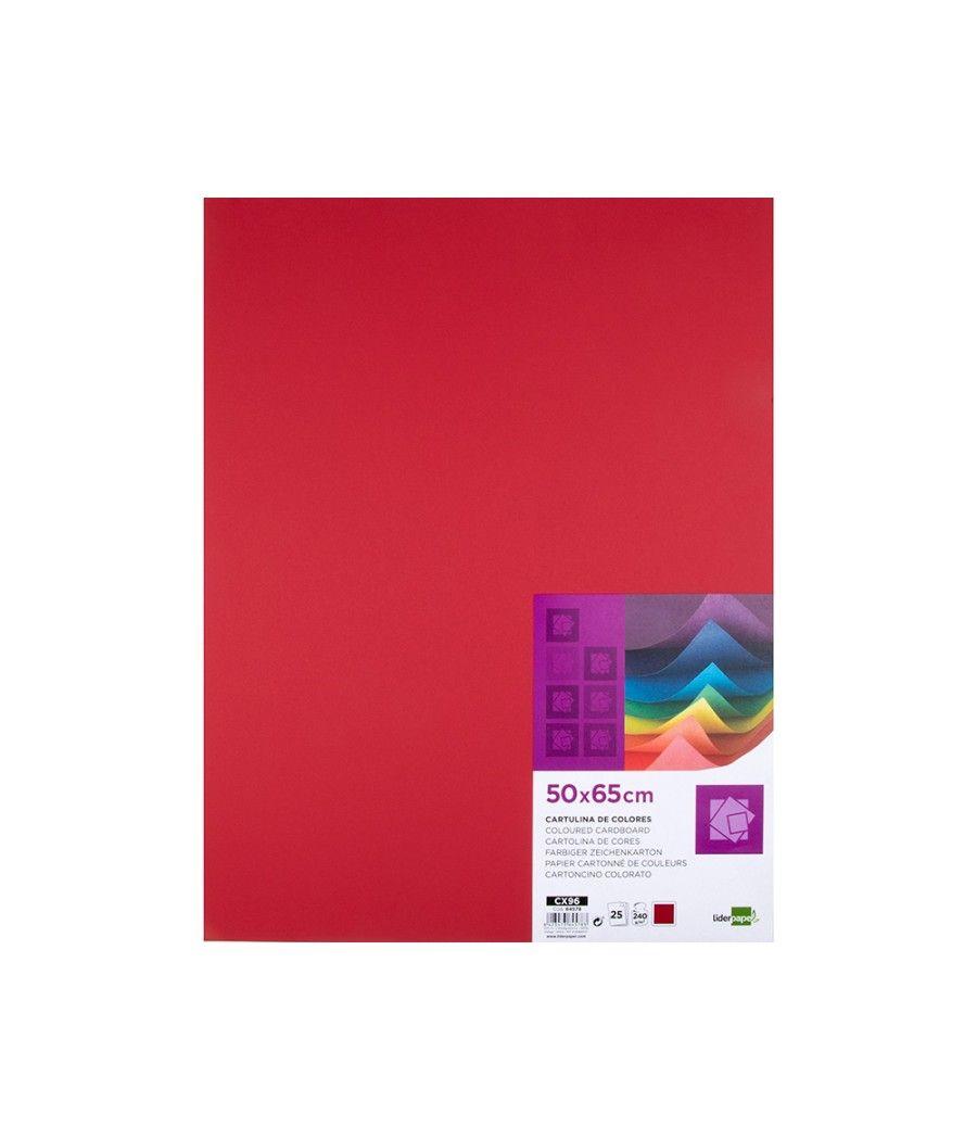 Cartulina liderpapel 50x65 cm 240g/m2 rojo navidad paquete de 25 unidades - Imagen 3