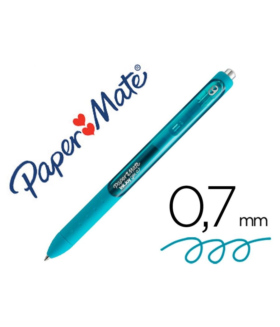 Bolígrafo paper mate inkjoy retráctil gel pen trazo 0,7 mm verde azulado PACK 12 UNIDADES - Imagen 2