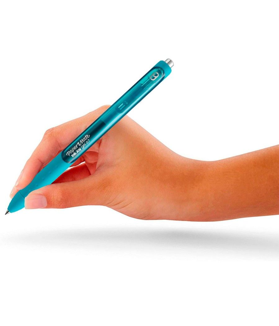 Bolígrafo paper mate inkjoy retráctil gel pen trazo 0,7 mm verde azulado PACK 12 UNIDADES - Imagen 5
