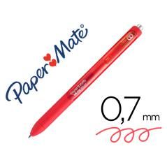Bolígrafo paper mate inkjoy retráctil gel pen trazo 0,7 mm rojo PACK 12 UNIDADES