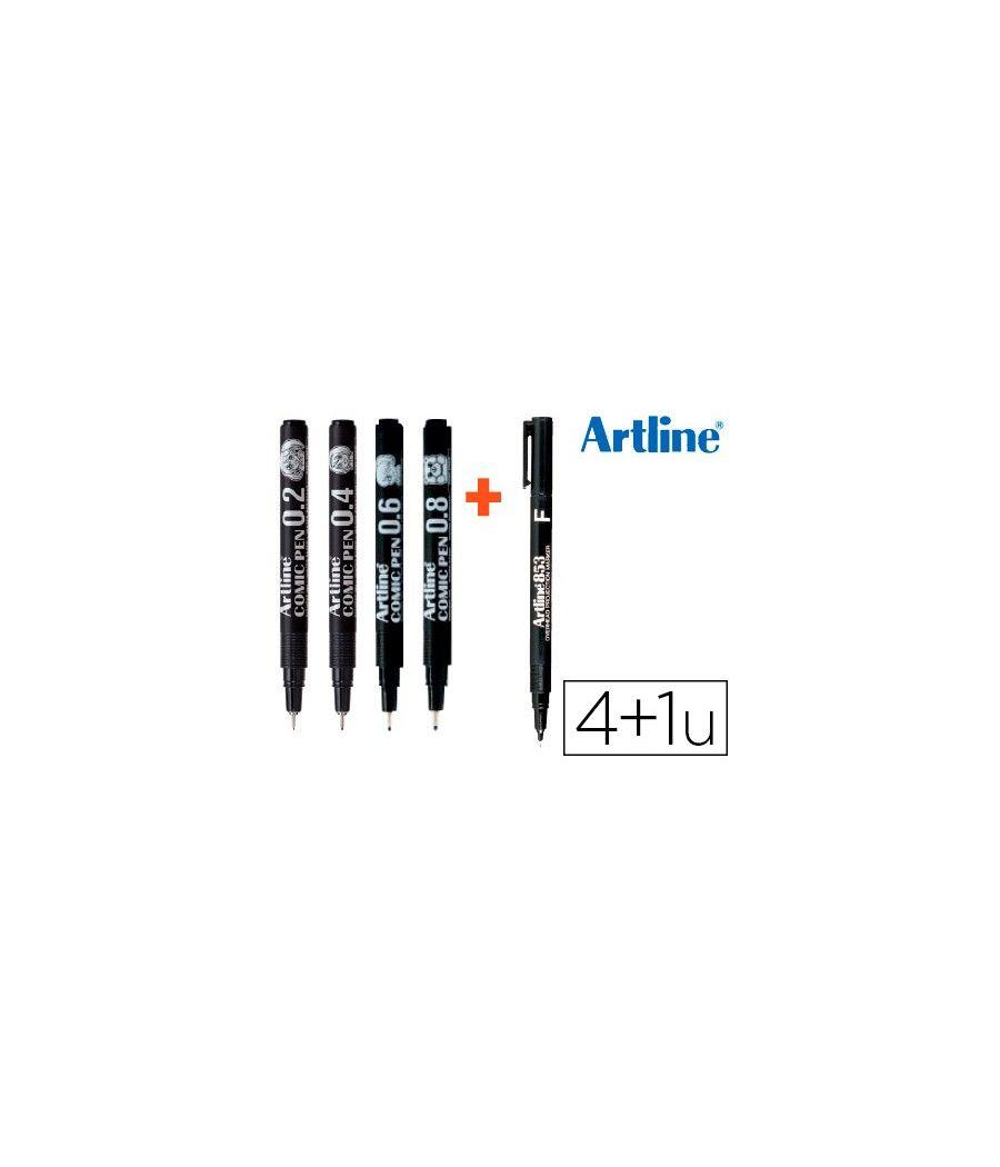 Rotulador artline comic pen calibrado micrométrico negro bolsa de 3 uds 0,2 0,4 0,8 + permanente 853 - Imagen 2