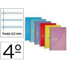 Cuaderno espiral papercop cuarto tapa plástico 80h 90 gr pauta 2,5 mm con margen colores surtidos PACK 6 UNIDADES - Imagen 2