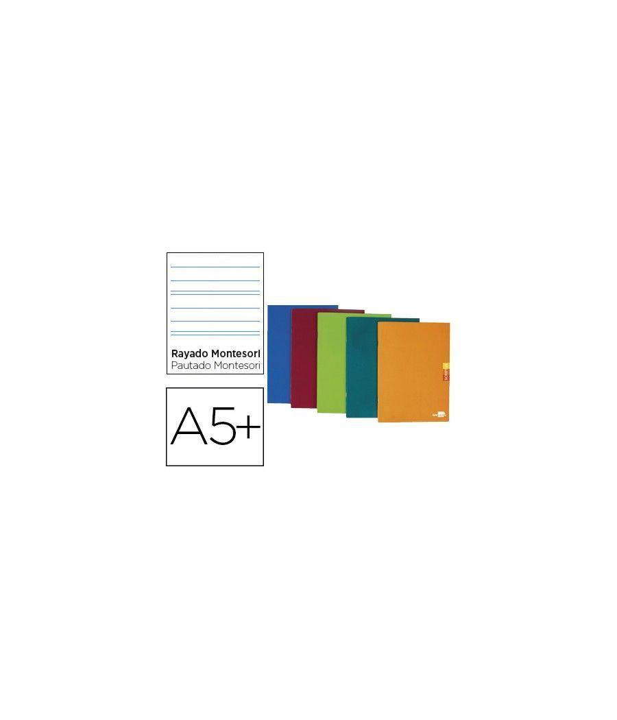 Libreta liderpapel scriptus a5 plus 48 hojas 90g/m2 rayado montessori 3,5mm con margen colores surtidos PACK 5 UNIDADES - Imagen