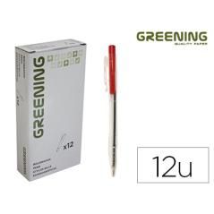 Bolígrafo greening rojo retráctil PACK 12 UNIDADES