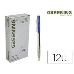 Bolígrafo greening azul retráctil PACK 12 UNIDADES