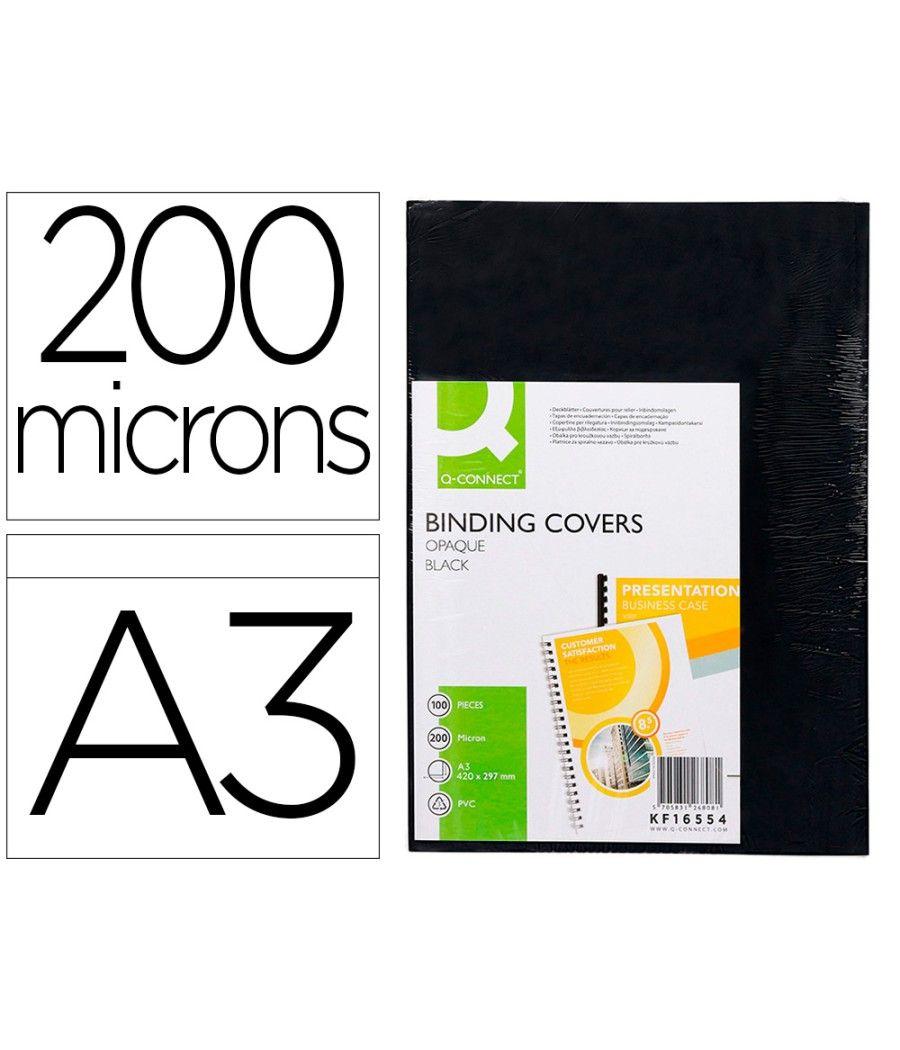 Tapa de encuadernación q-connect pvc din a3 opaca negra 200 mc caja de 100 unidades - Imagen 2