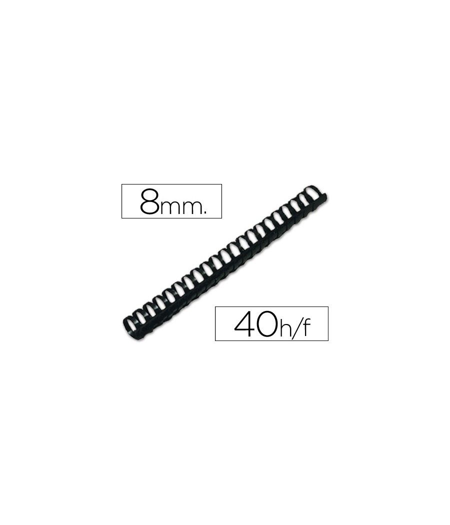 Canutillo q-connect redondo 8 mm plástico negro capacidad 40 hojas caja de 100 unidades - Imagen 2
