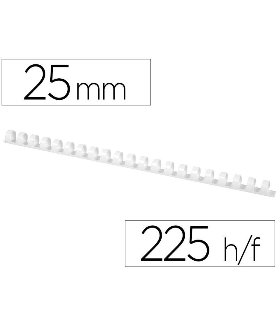 Canutillo q-connect redondo 25 mm plástico blanco capacidad 225 hojas caja de 50 unidades - Imagen 2