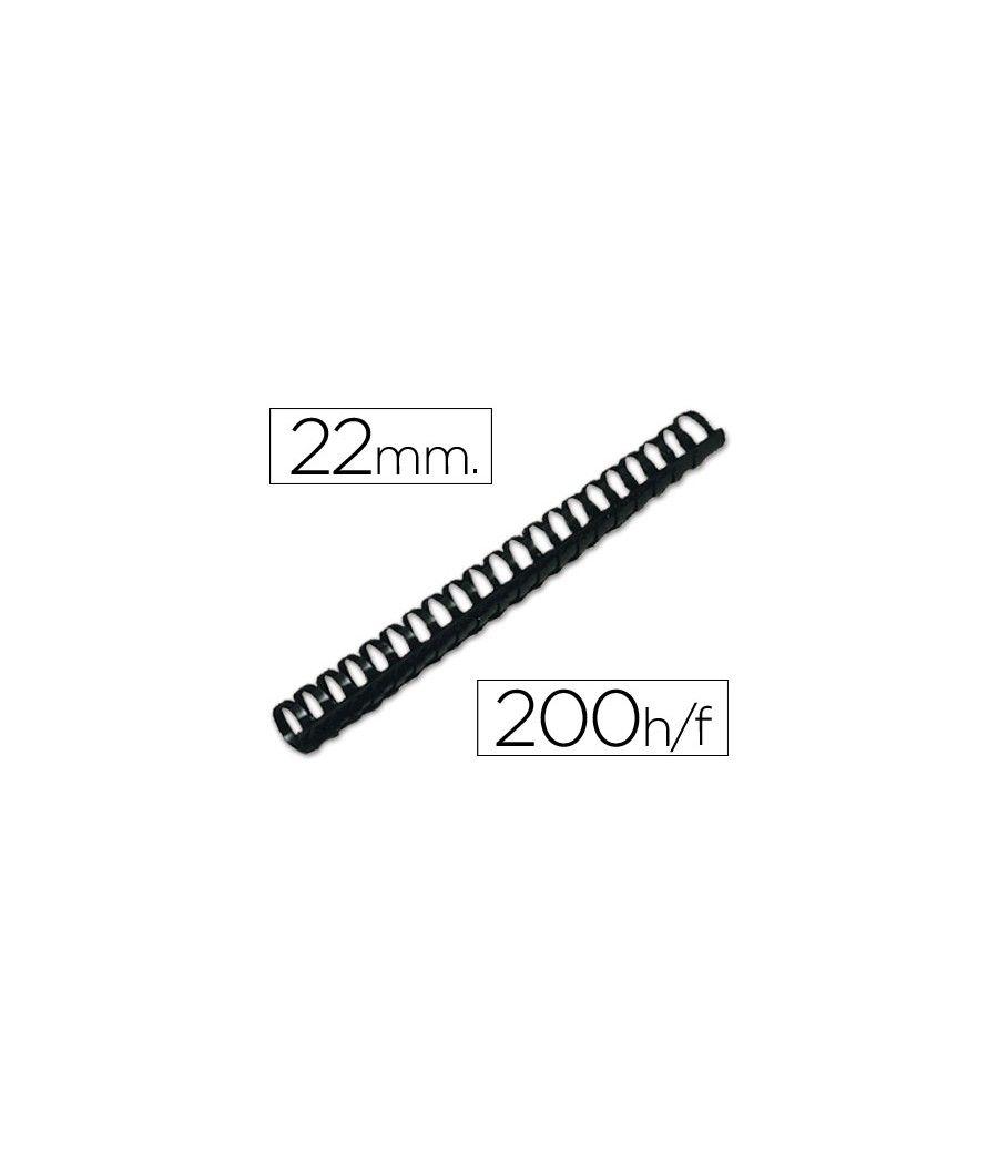 Canutillo q-connect redondo 22 mm plástico negro capacidad 200 hojas caja de 50 unidades - Imagen 2