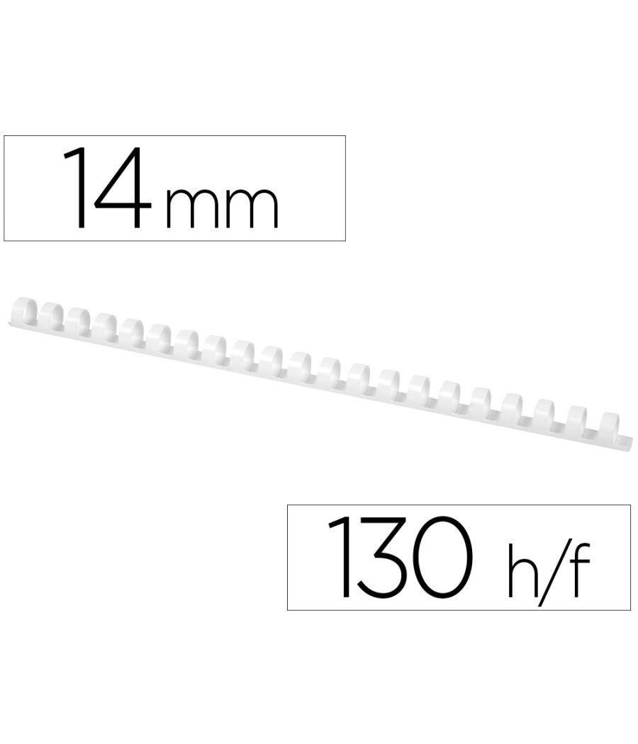 Canutillo q-connect redondo 14 mm plástico blanco capacidad 130 hojas caja de 100 unidades - Imagen 2