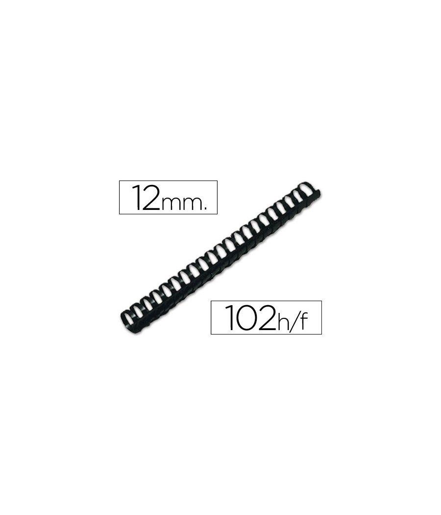 Canutillo q-connect redondo 12 mm plástico negro capacidad 102 hojas caja de 100 unidades - Imagen 2