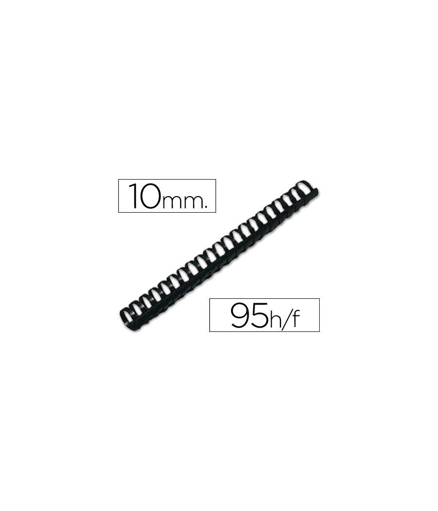 Canutillo q-connect redondo 10 mm plástico negro capacidad 95 hojas caja de 100 unidades - Imagen 2
