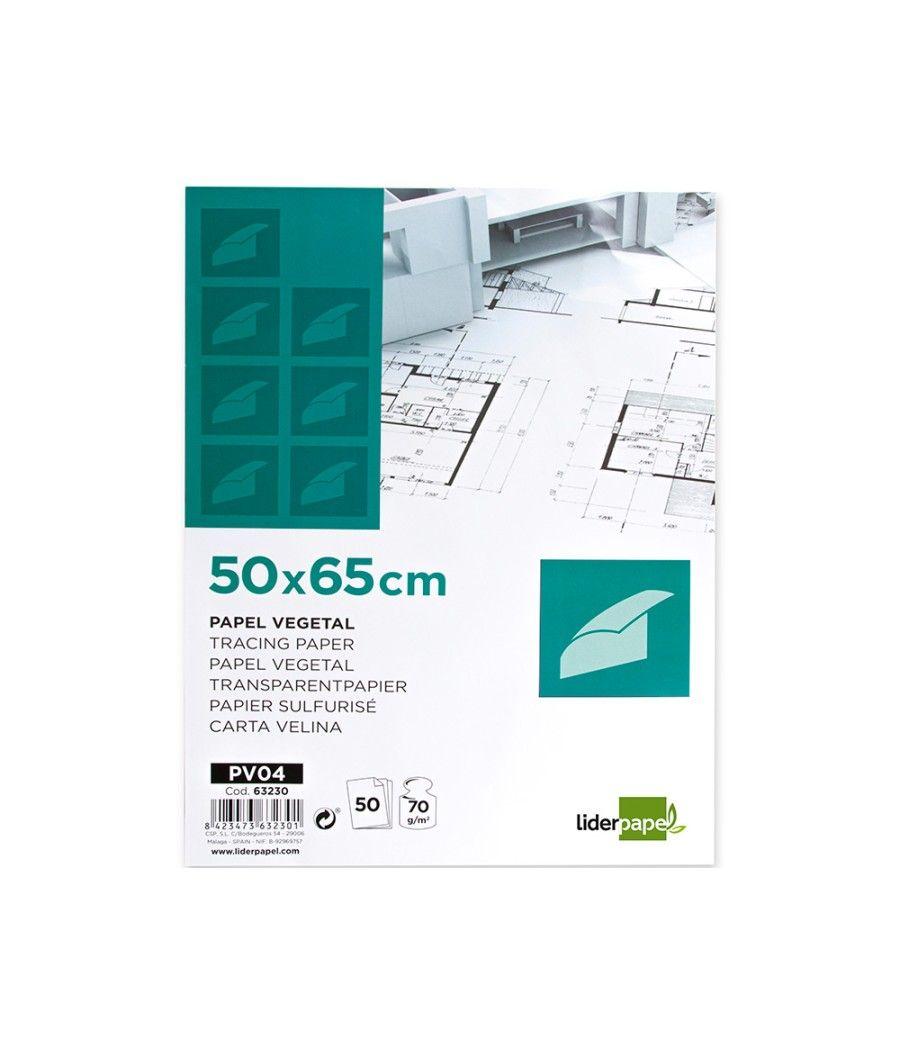 Papel dibujo liderpapel 50x65cm 70g/m2 vegetal PACK 50 UNIDADES - Imagen 3