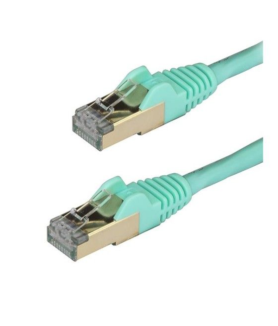 StarTech.com Cable de 1m de Red Ethernet RJ45 Cat6a Blindado STP - Cable sin Enganche Snagless - Aguamarina - Imagen 1