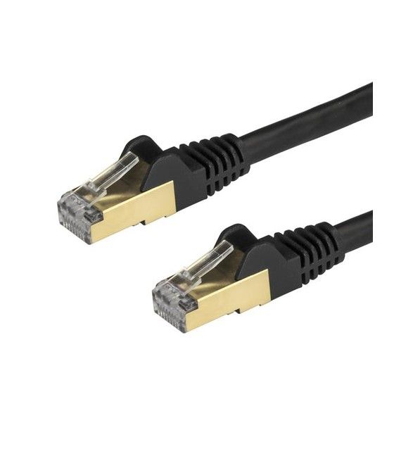 StarTech.com Cable de 3m de Red Ethernet RJ45 Cat6a Blindado STP - Cable sin Enganche Snagless - Negro - Imagen 1