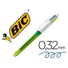 Bolígrafo bic cuatro colores azul / negro / rojo / amarillo flúor punta media 1 mm PACK 12 UNIDADES - Imagen 2