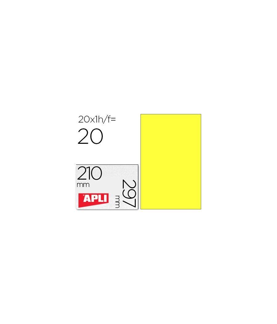 Etiqueta adhesiva apli 02878 tamaño 210x297 mm para láser fotocopiadora ink-jet caja con20 hojas din a4 amarillo - Imagen 2