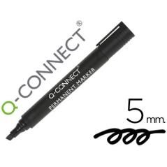 Rotulador q-connect marcador permanente negro punta biselada 5.0 mm PACK 10 UNIDADES