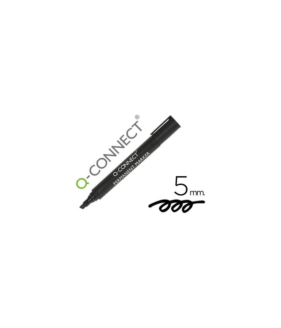 Rotulador q-connect marcador permanente negro punta biselada 5.0 mm PACK 10 UNIDADES - Imagen 2