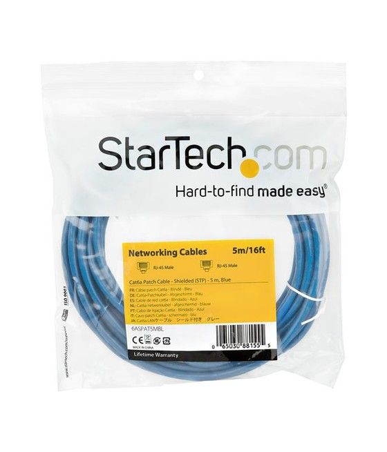 StarTech.com Cable de 5m de Red Ethernet CAT6a Azul RJ45 STP