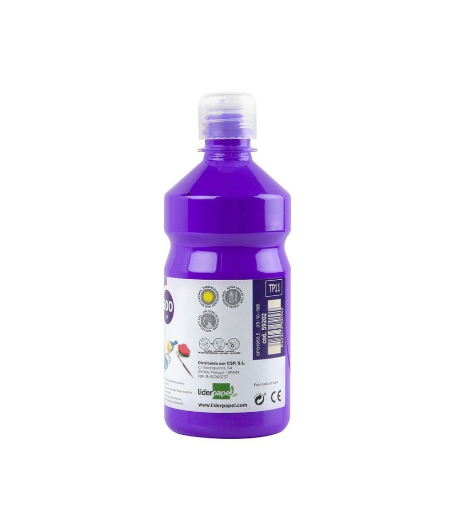 Tempera líquida liderpapel escolar 500 ml violeta - Imagen 3