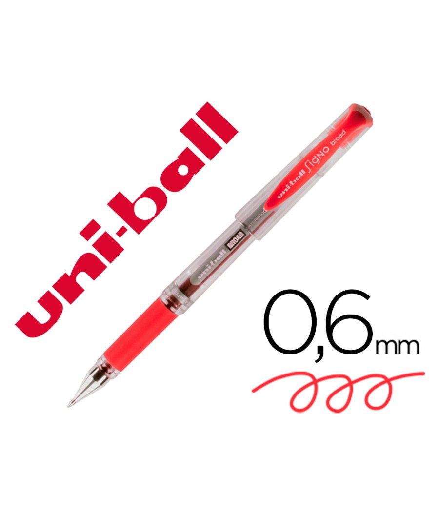 Bolígrafo uni-ball um-153 signo broad rojo 1 mm tinta gel PACK 12 UNIDADES - Imagen 2