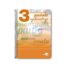 Cuaderno espiral liderpapel folio pautaguia tapa dura 80h 75 gr cuadro pautado 3 mmcon margen colores surtidos PACK 5 UNIDADES -