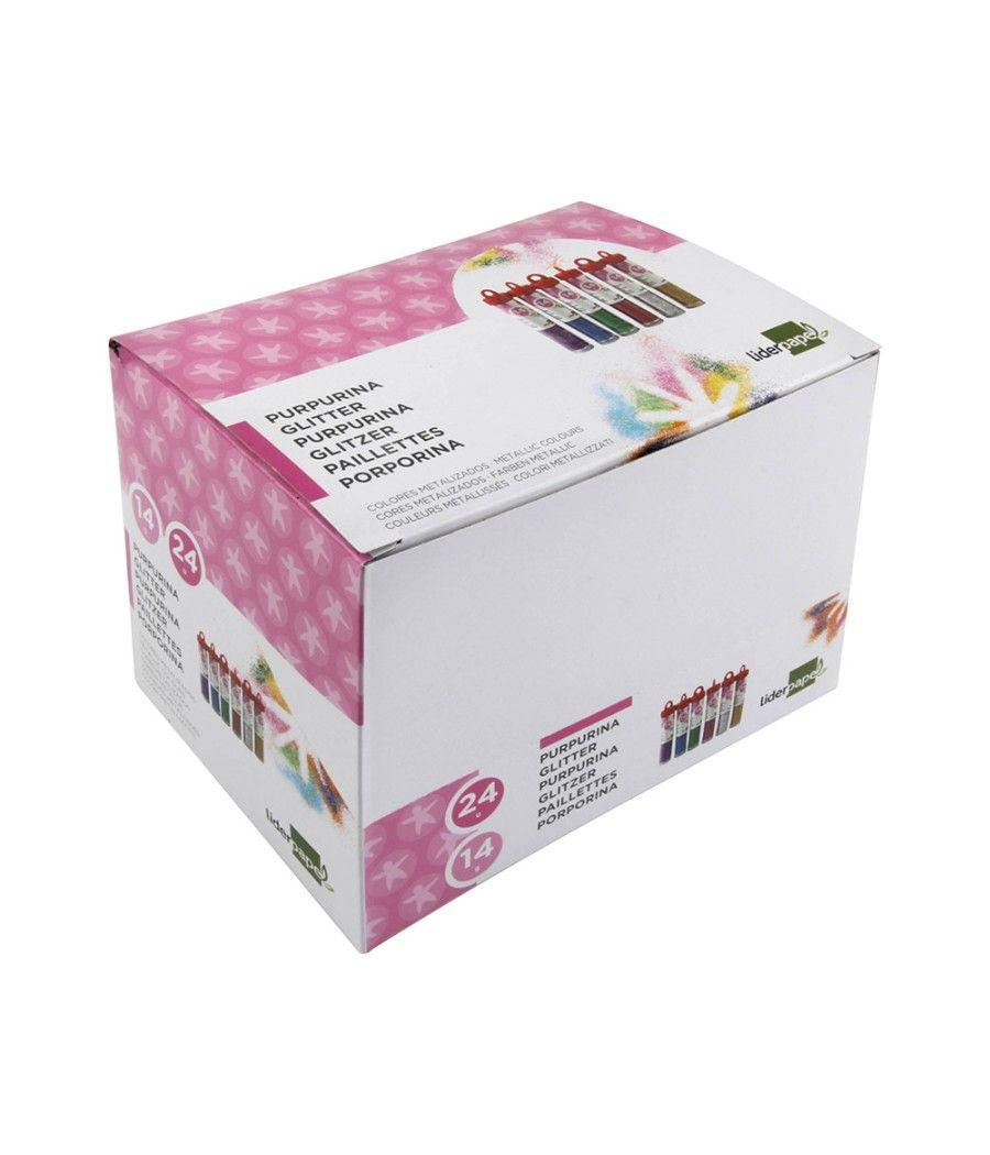 Purpurina liderpapel fantasía colores metélicos surtidos bote de 14 gr PACK 24 UNIDADES - Imagen 3